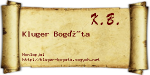 Kluger Bogáta névjegykártya